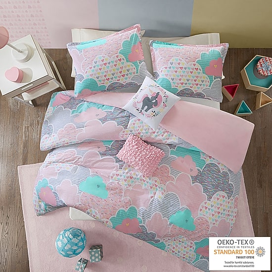 Intelligent Design Bliss 100% Cotton Duvet Cover Set with Decorative Pillows