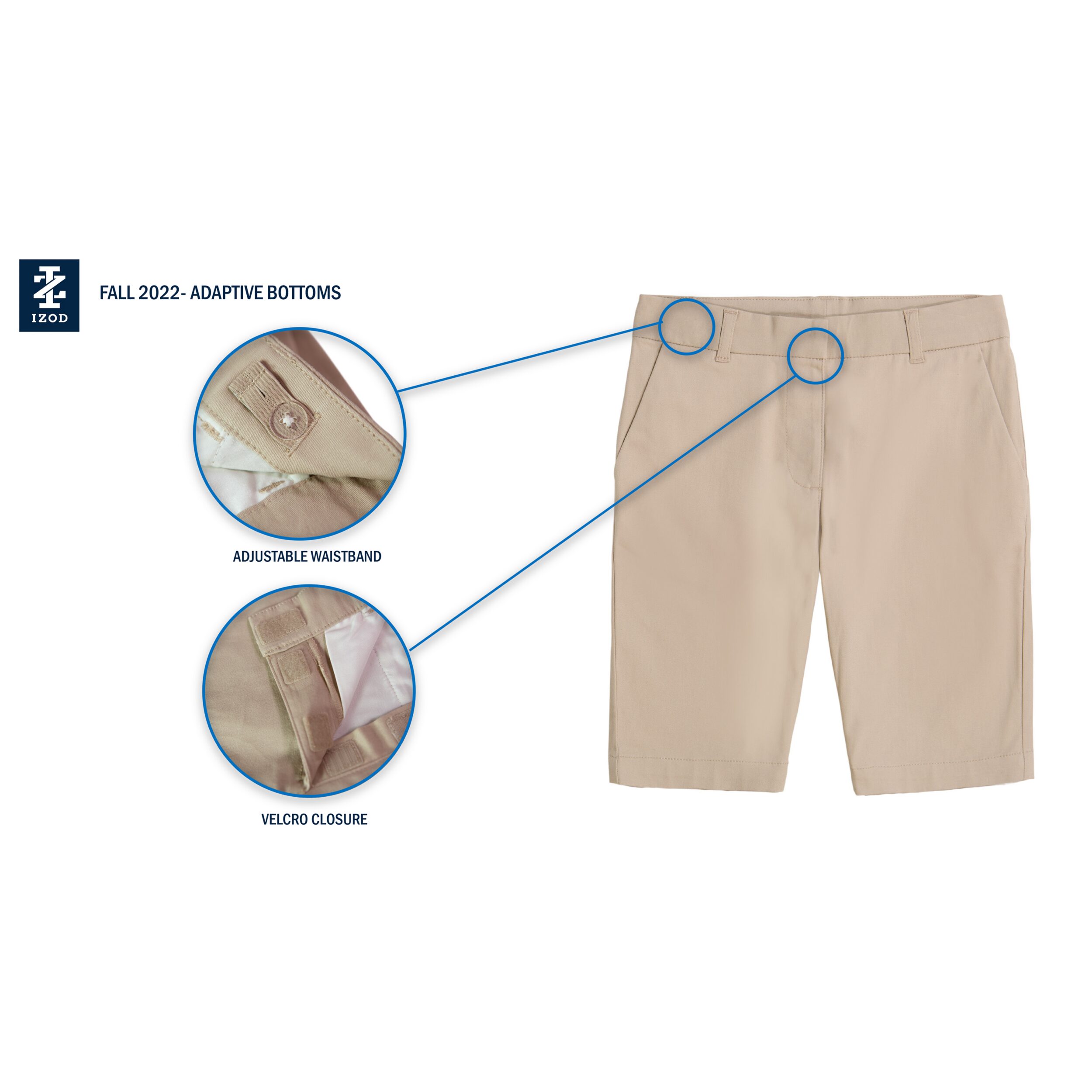 IZOD Little & Big Kid Girls Adaptive Stretch Fabric Adjustable Waist Features Easy-on + Easy-off Bermuda Short