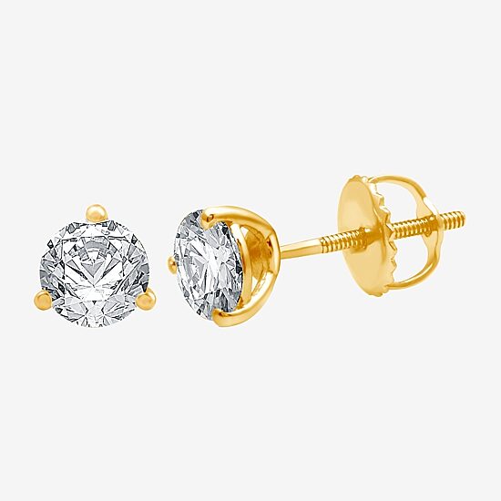 Ever Star (E-F / Si1-Si2) 1 1/2 CT. T.W. Lab Grown White Diamond 14K Gold 6.5mm Round Stud Earrings