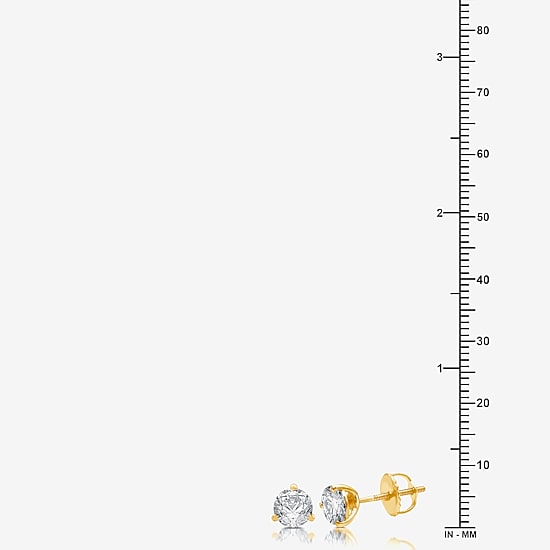 Ever Star (E-F / Si1-Si2) 1 1/2 CT. T.W. Lab Grown White Diamond 14K Gold 6.5mm Round Stud Earrings