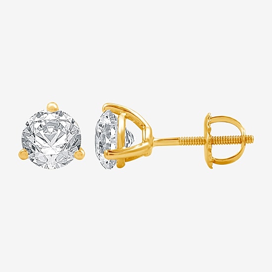 Ever Star (E-F / Si1-Si2) 1 1/2 CT. T.W. Lab Grown White Diamond 14K Gold 6.5mm Round Stud Earrings
