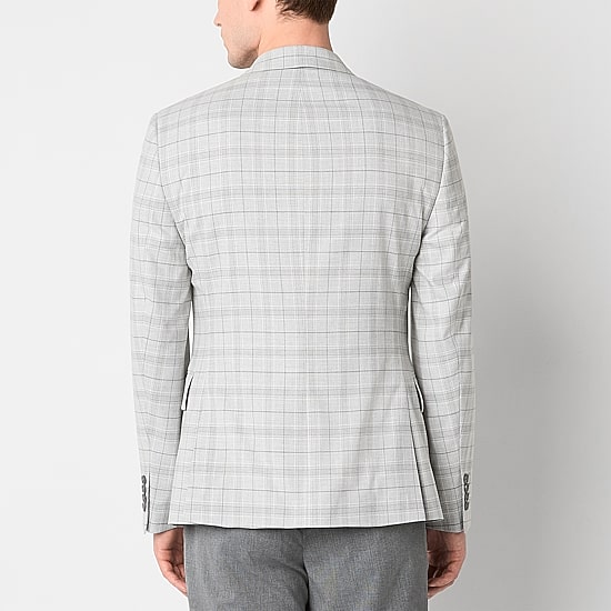 J. Ferrar Mens Plaid Classic Fit Sport Coat