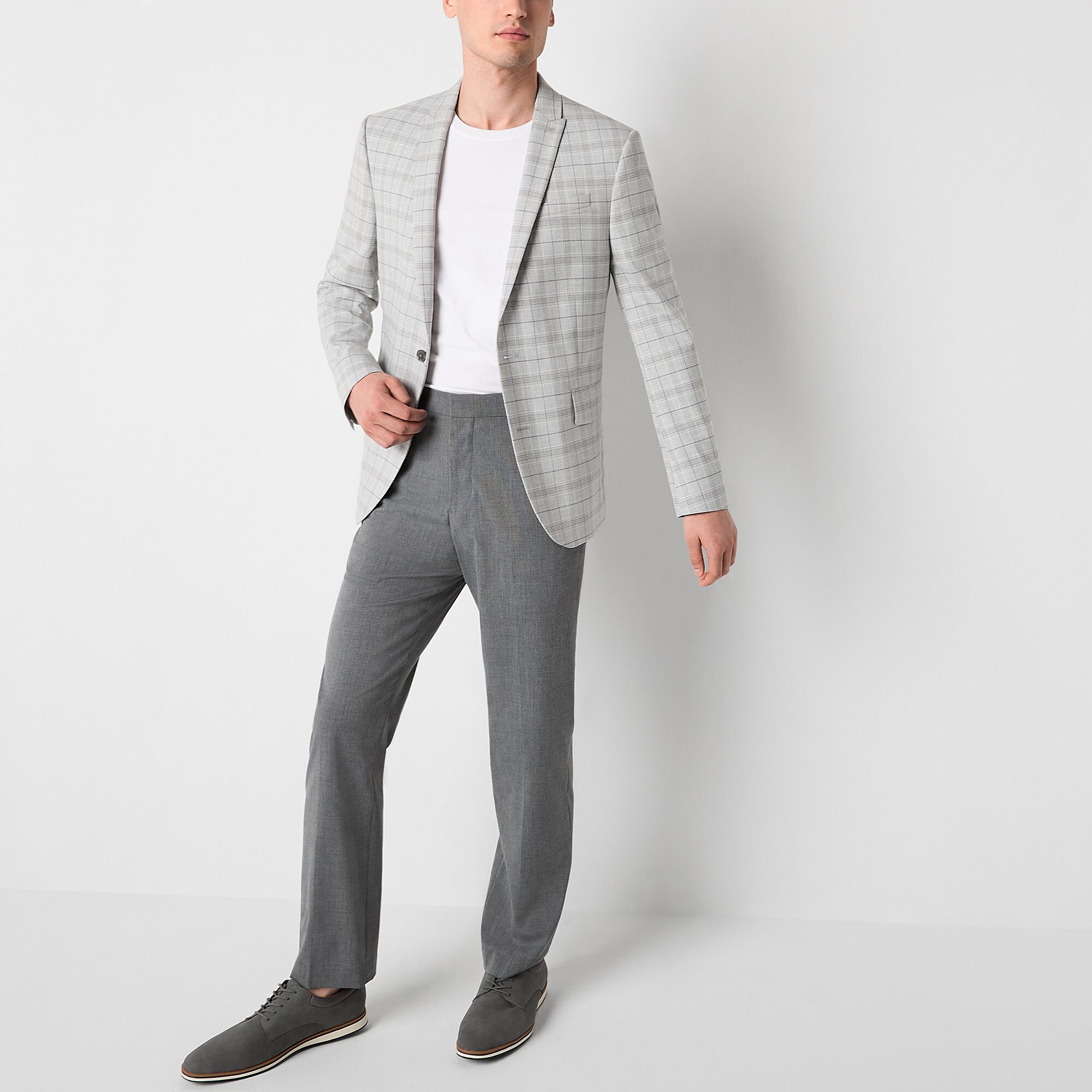 J. Ferrar Mens Plaid Classic Fit Sport Coat