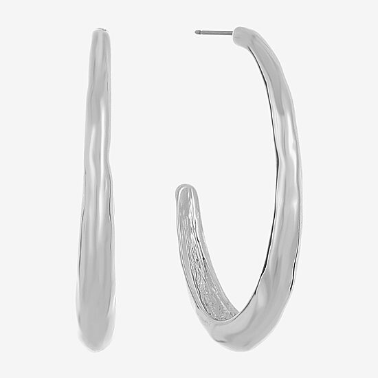 Liz Claiborne Hammered Womens 44.5mm Hypoallergenic Hoop Earrings