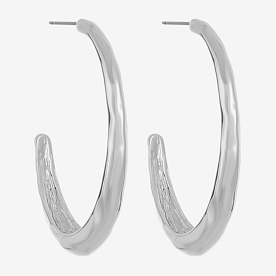 Liz Claiborne Hammered Womens 44.5mm Hypoallergenic Hoop Earrings