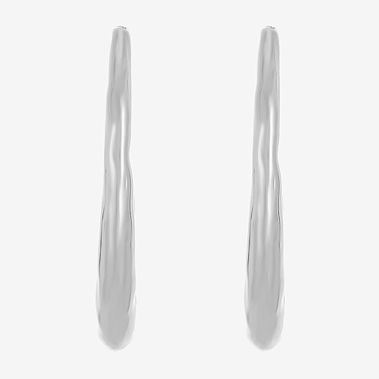 Liz Claiborne Hammered Womens 44.5mm Hypoallergenic Hoop Earrings