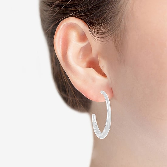 Liz Claiborne Hammered Womens 44.5mm Hypoallergenic Hoop Earrings