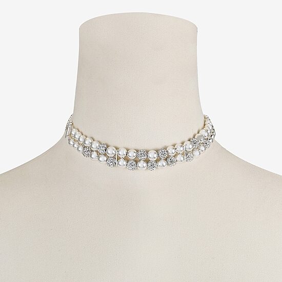 Monet Jewelry Womens Glass Surgical Steel Round 13 Inch Choker Necklace