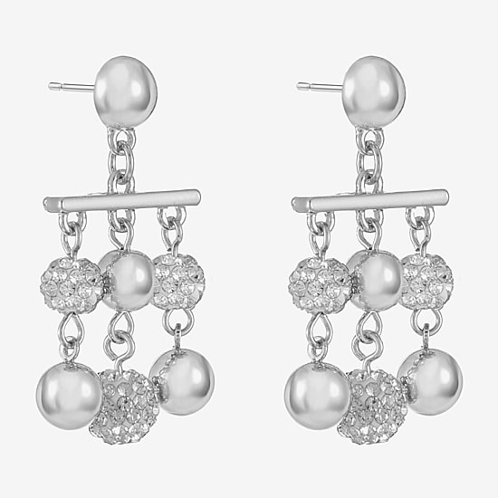 Monet Jewelry Beaded Womens Brown Glass Surgical Steel Round Hypoallergenic Chandelier Earrings
