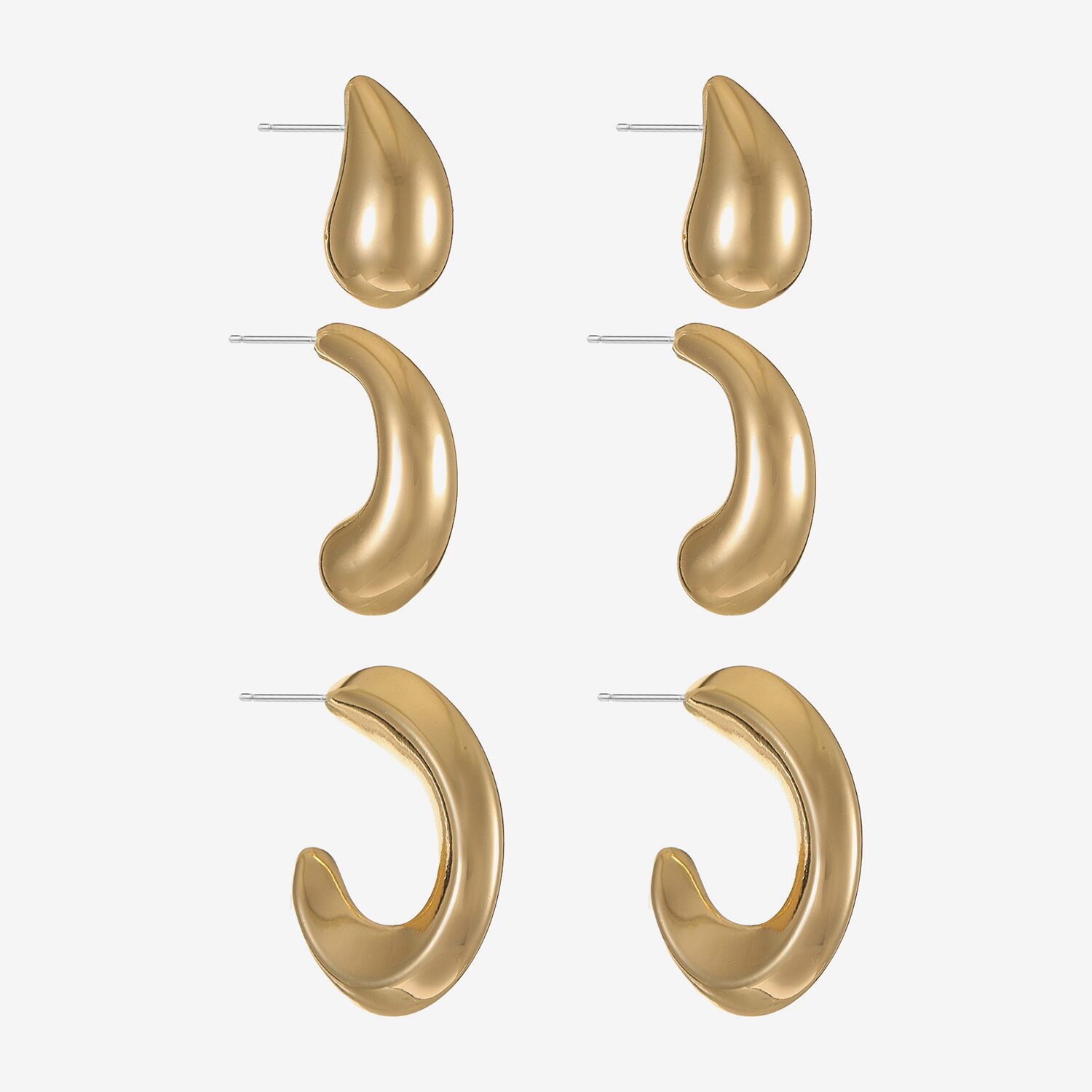 Liz Claiborne Stud & Hoop Womens Hypoallergenic 3 Pair Earring Set