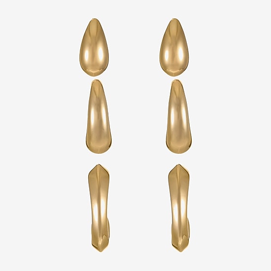 Liz Claiborne Stud & Hoop Womens Hypoallergenic 3 Pair Earring Set