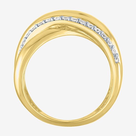 Diamond Addiction (G-H, Si2-I1) Womens 11.5MM 1/4 CT. T.W. Lab Grown White Diamond 10K Gold Round Crossover Band