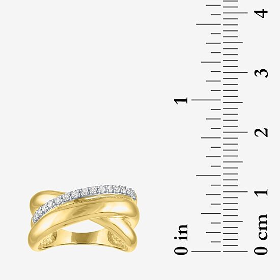 Diamond Addiction (G-H, Si2-I1) Womens 11.5MM 1/4 CT. T.W. Lab Grown White Diamond 10K Gold Round Crossover Band