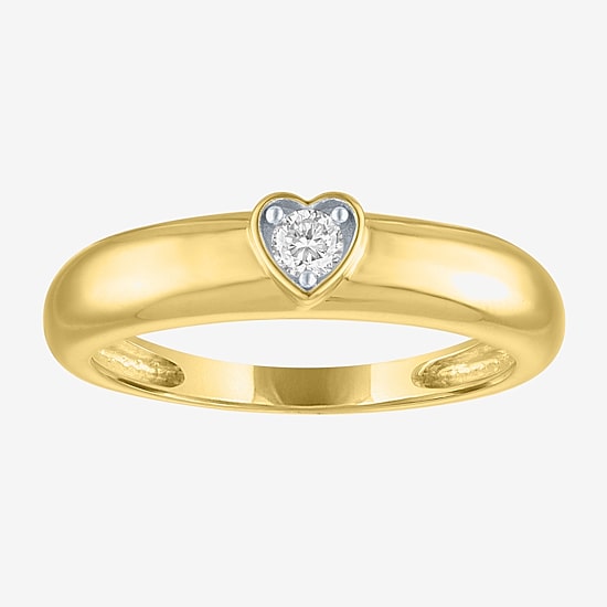 Diamond Addiction Heart (G-H, Si2-I1) Womens 4.5MM 1/10 CT. T.W. Lab Grown White Diamond 10K Gold Heart Band