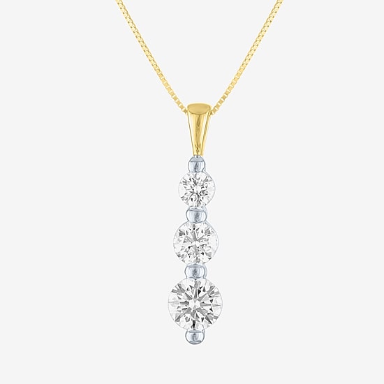 (Gh / Si2 I1) Womens 1 CT. T.W. Lab Grown White Diamond 10K Gold 18 Inch Pendant Necklace