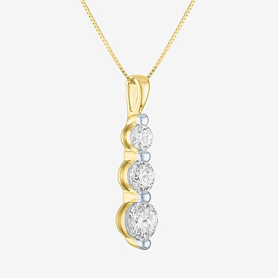 (Gh / Si2 I1) Womens 1 CT. T.W. Lab Grown White Diamond 10K Gold 18 Inch Pendant Necklace