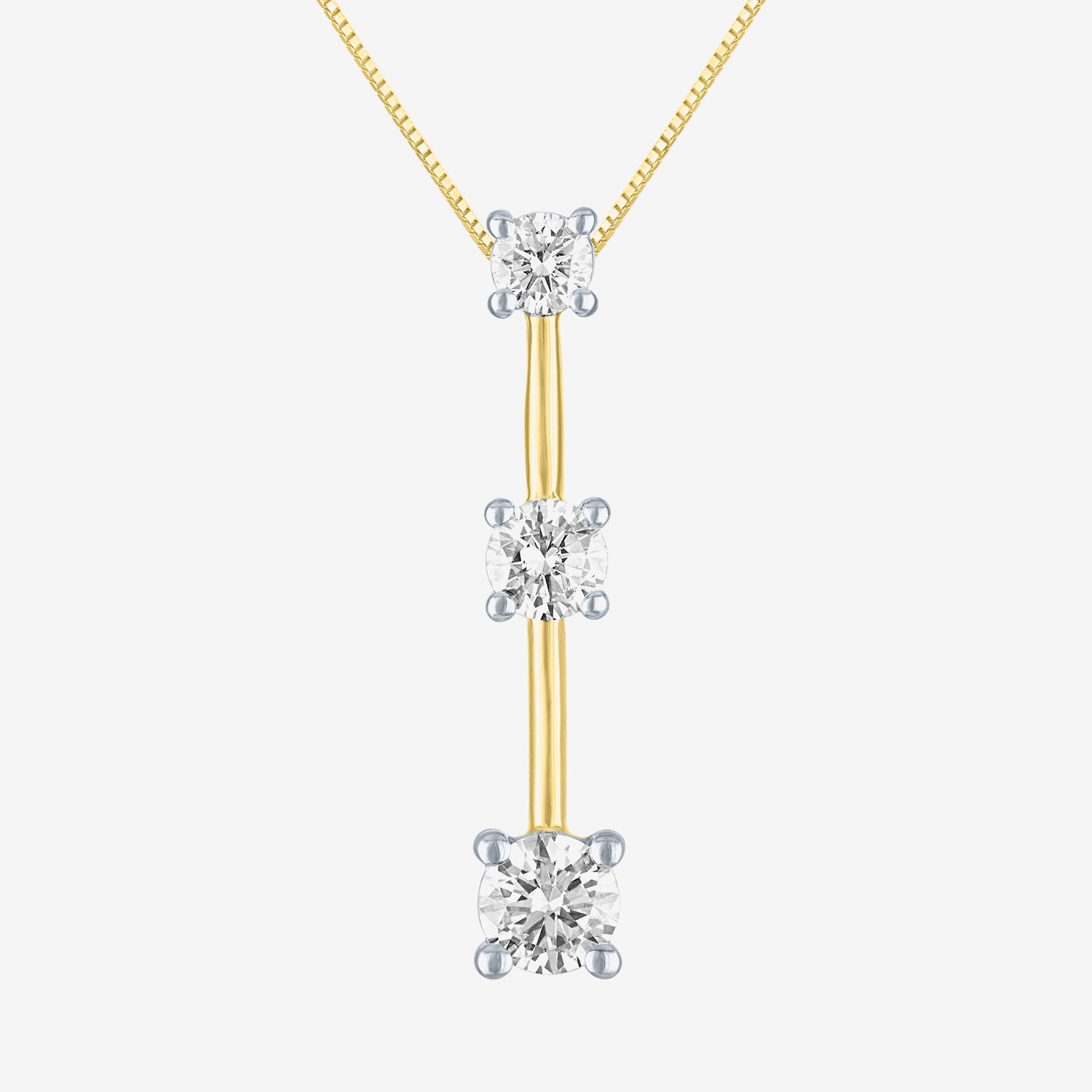 (G-H / Si2 I1) Womens 1 CT. T.W. Lab Grown White Diamond 10K Gold Round 16 Inch Pendant Necklace