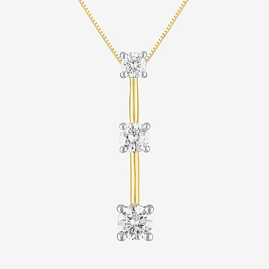 (G-H / Si2 I1) Womens 1 CT. T.W. Lab Grown White Diamond 10K Gold Round 16 Inch Pendant Necklace