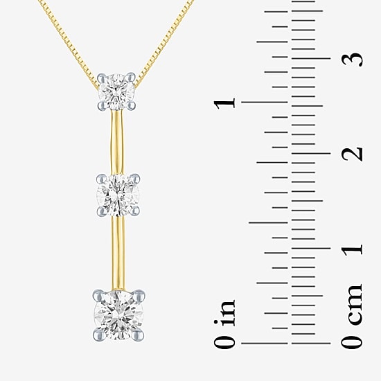 (G-H / Si2 I1) Womens 1 CT. T.W. Lab Grown White Diamond 10K Gold Round 16 Inch Pendant Necklace