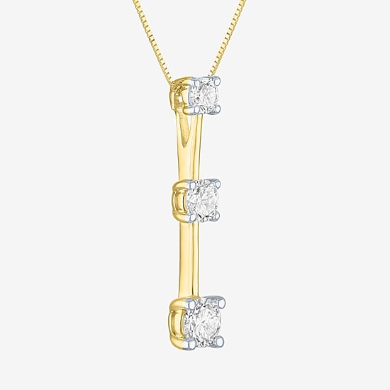 (G-H / Si2 I1) Womens 1 CT. T.W. Lab Grown White Diamond 10K Gold Round 16 Inch Pendant Necklace