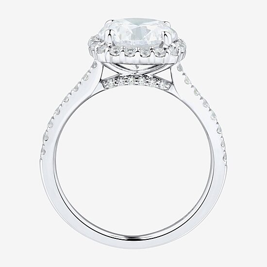 (H-I / Si1-Si2) Womens 3 CT. T.W. Lab Grown White Diamond 14K Gold Round Side Stone Halo Engagement Ring