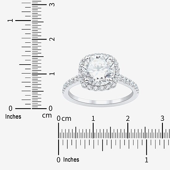 (H-I / Si1-Si2) Womens 3 CT. T.W. Lab Grown White Diamond 14K Gold Round Side Stone Halo Engagement Ring