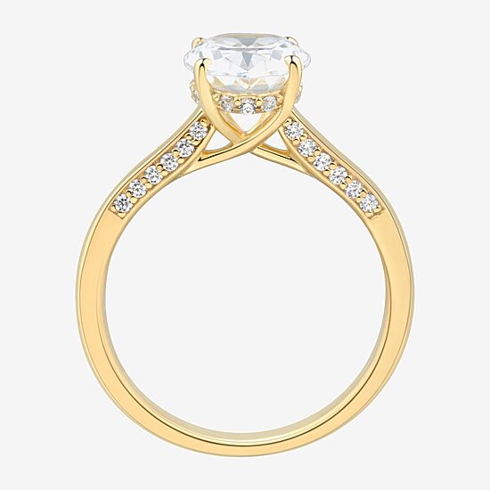 (H-I / Si1-Si2) Womens 2 3/4 CT. T.W. Lab Grown White Diamond 10K Gold Oval Solitaire Engagement Ring