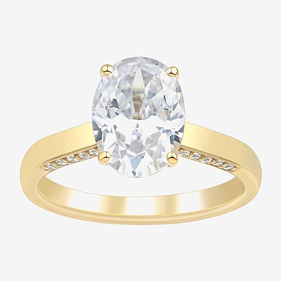 (H-I / Si1-Si2) Womens 2 3/4 CT. T.W. Lab Grown White Diamond 10K Gold Oval Solitaire Engagement Ring