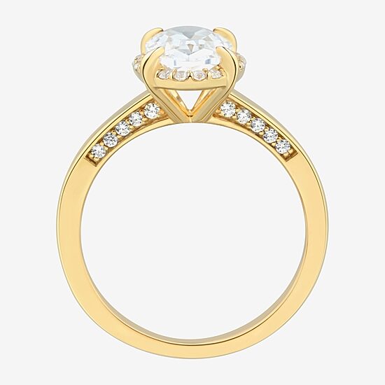 (H-I / Si1-Si2) Womens 2 CT. T.W. Lab Grown White Diamond 10K Gold Oval Halo Engagement Ring