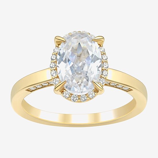 (H-I / Si1-Si2) Womens 2 CT. T.W. Lab Grown White Diamond 10K Gold Oval Halo Engagement Ring