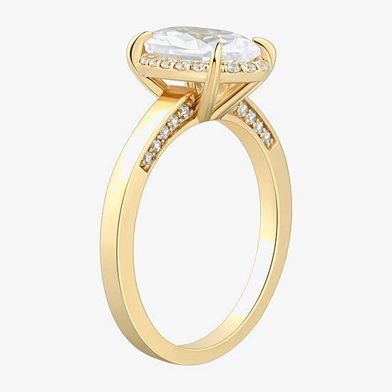 (H-I / Si1-Si2) Womens 2 CT. T.W. Lab Grown White Diamond 10K Gold Oval Halo Engagement Ring