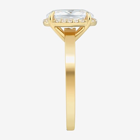 (H-I / Si1-Si2) Womens 2 CT. T.W. Lab Grown White Diamond 10K Gold Oval Halo Engagement Ring