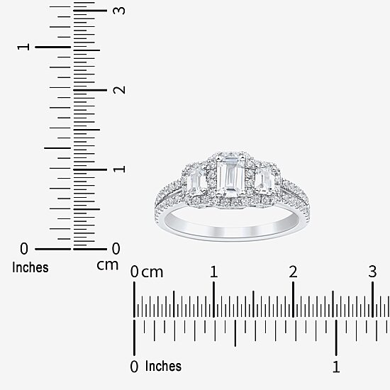 (H-I / Si1-Si2) Womens 1 1/4 CT. T.W. Lab Grown White Diamond Sterling Silver Side Stone 3-Stone Engagement Ring