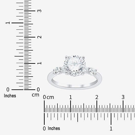 (H-I / Si1-Si2) Womens 2 1/2 CT. T.W. Lab Grown White Diamond 10K Gold Round Side Stone Engagement Ring