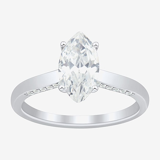(H-I / Si1-Si2) Womens 1 3/4 CT. T.W. Lab Grown White Diamond 10K Gold Marquise Solitaire Engagement Ring