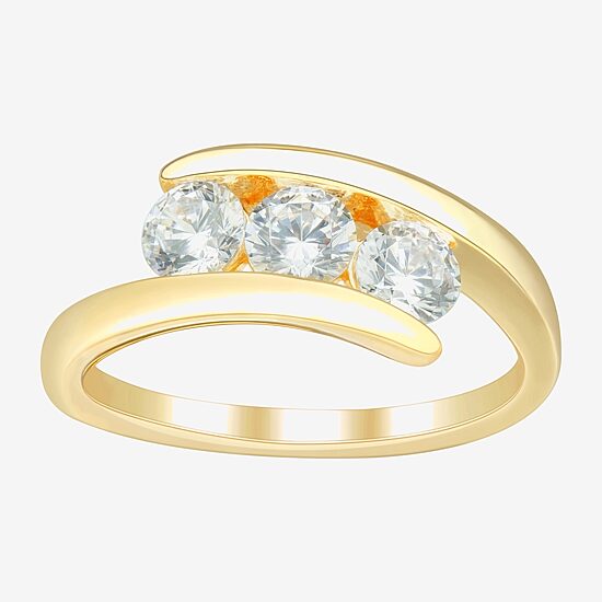 Love Lives Forever (H-I / Si2) Womens 1 CT. T.W. Lab Grown White Diamond 10K Gold 3-Stone Bypass  Engagement Ring