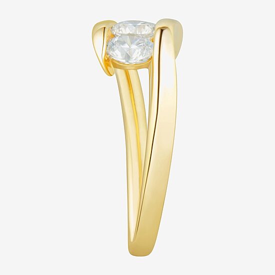Love Lives Forever (H-I / Si2) Womens 1 CT. T.W. Lab Grown White Diamond 10K Gold 3-Stone Bypass  Engagement Ring