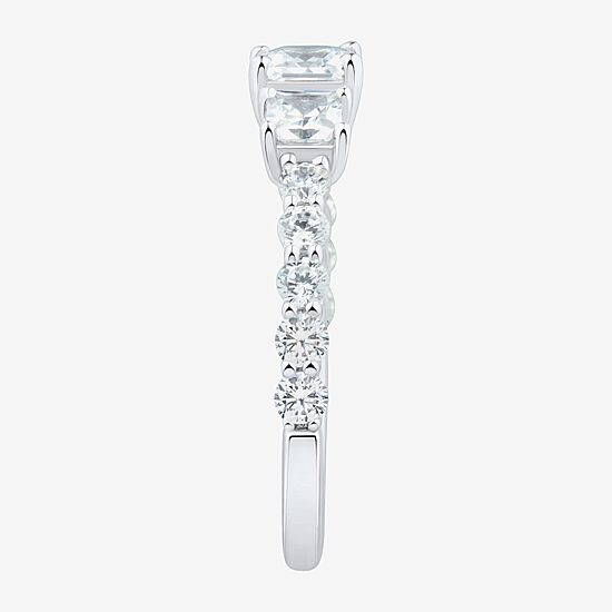 Love Lives Forever Womens 1 1/2 CT. T.W. White Diamond 10K Gold Round Side Stone 3-Stone Engagement Ring
