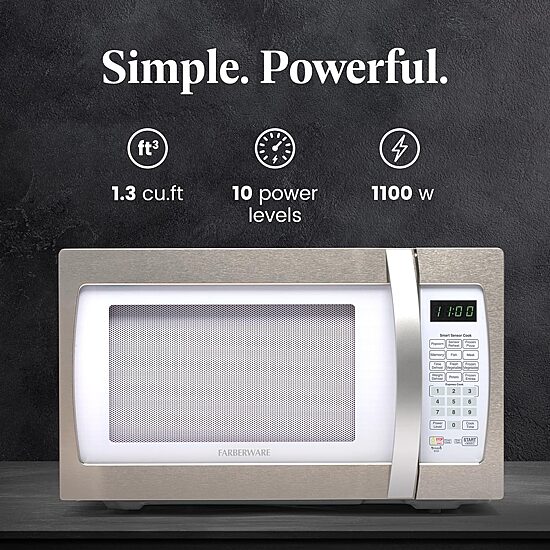 Farberware Professional FMO13AHTPLE 1.3 Cu. Ft 1100-Watt Microwave Oven with Smart Sensor Cooking