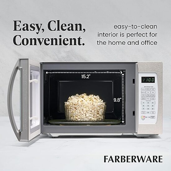 Farberware Professional FMO13AHTPLE 1.3 Cu. Ft 1100-Watt Microwave Oven with Smart Sensor Cooking