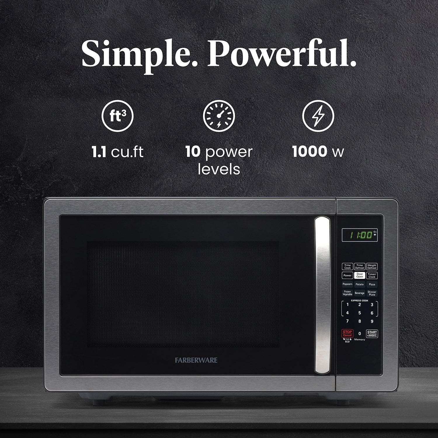 Farberware Classic FMO11AHTBKB 1.1 Cu. Ft. 1000-Watt Microwave Oven