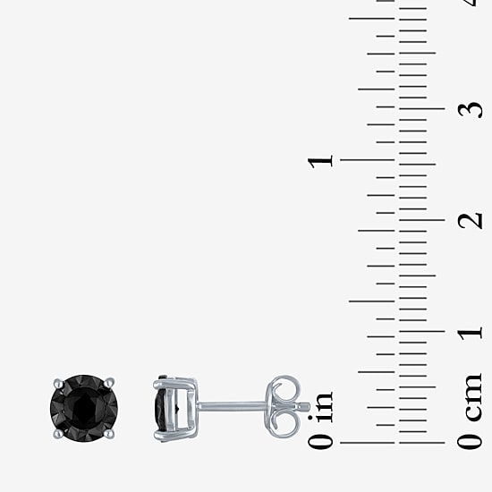 1/2 CT. T.W. Natural Black Diamond Sterling Silver 6.5mm Round Stud Earrings