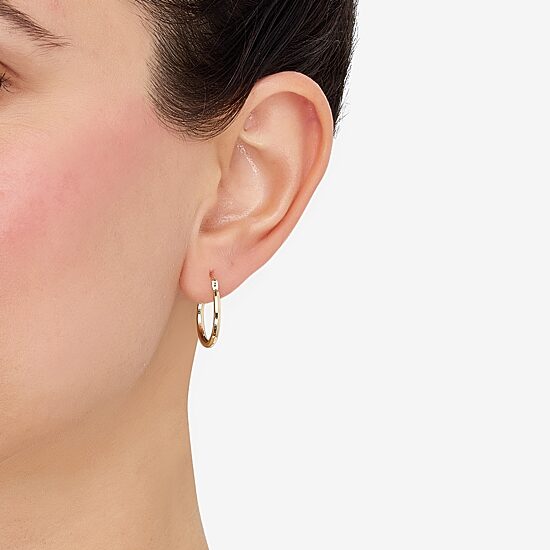 Womens 14K Gold 18mm Round Hoop Earrings