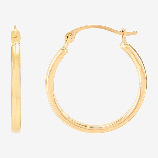 Womens 14K Gold 18mm Round Hoop Earrings