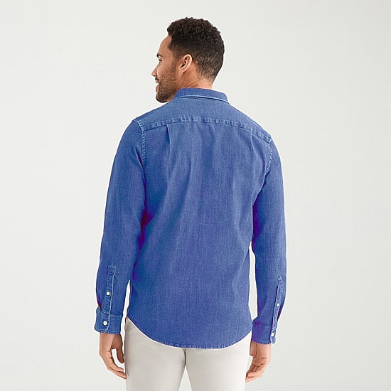 St. John's Bay Denim Mens Long Sleeve Classic Fit Button-Down Shirt