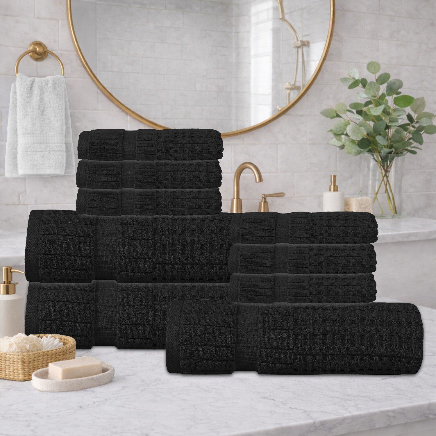 Home Weavers Inc Willow Collection 100% Cotton Zero Twist Super Absorbent -pc. Quick Dry Bath Towel Set