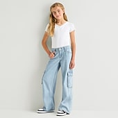 Thereabouts Little & Big Kid Girls Adjustable Waist Low Rise Baggy Fit Cargo Jean