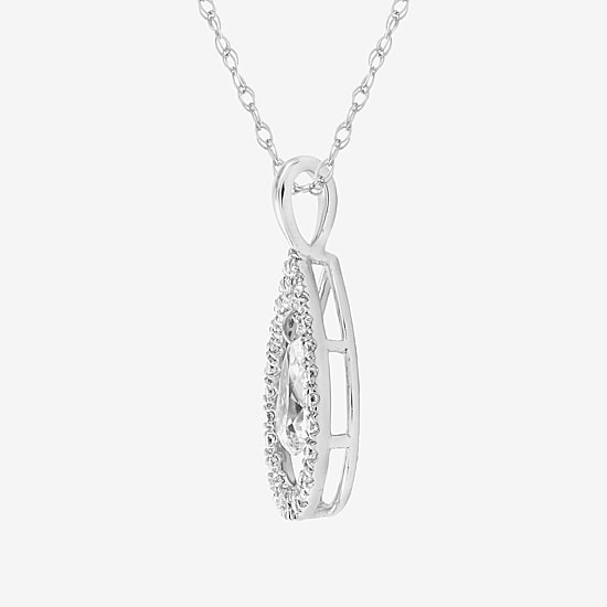 (F / Si2) Womens 5/8 CT. T.W. Lab Grown White Diamond Sterling Silver Pear 18 Inch Pendant Necklace