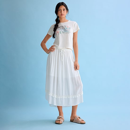 Arizona Womens Juniors Mid Rise Maxi Skirt