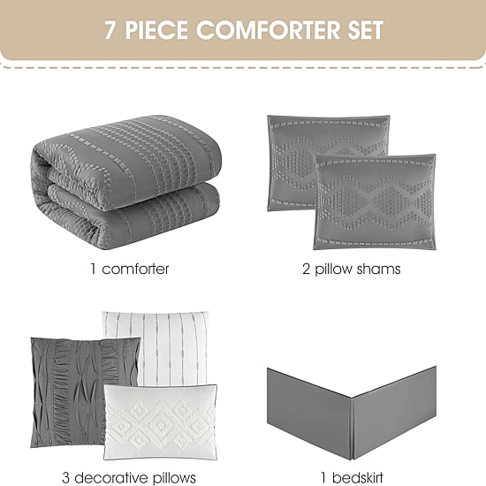 Stratford Park Whitney Geometric 7-pc. Easy Care Comforter Set